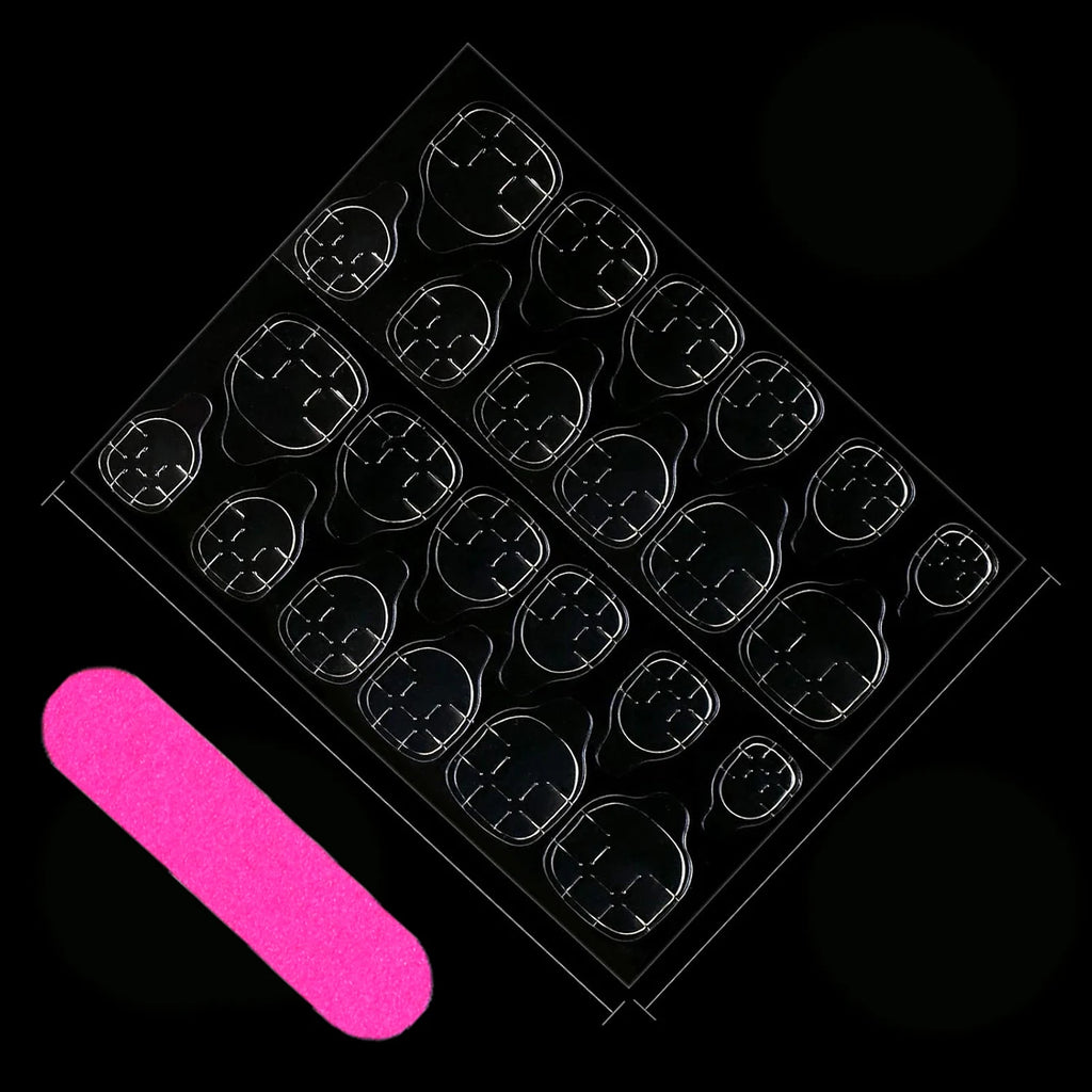 24 PCs Short French Simple Solid Nails with 1 Jelly Gel and 1 Nail File