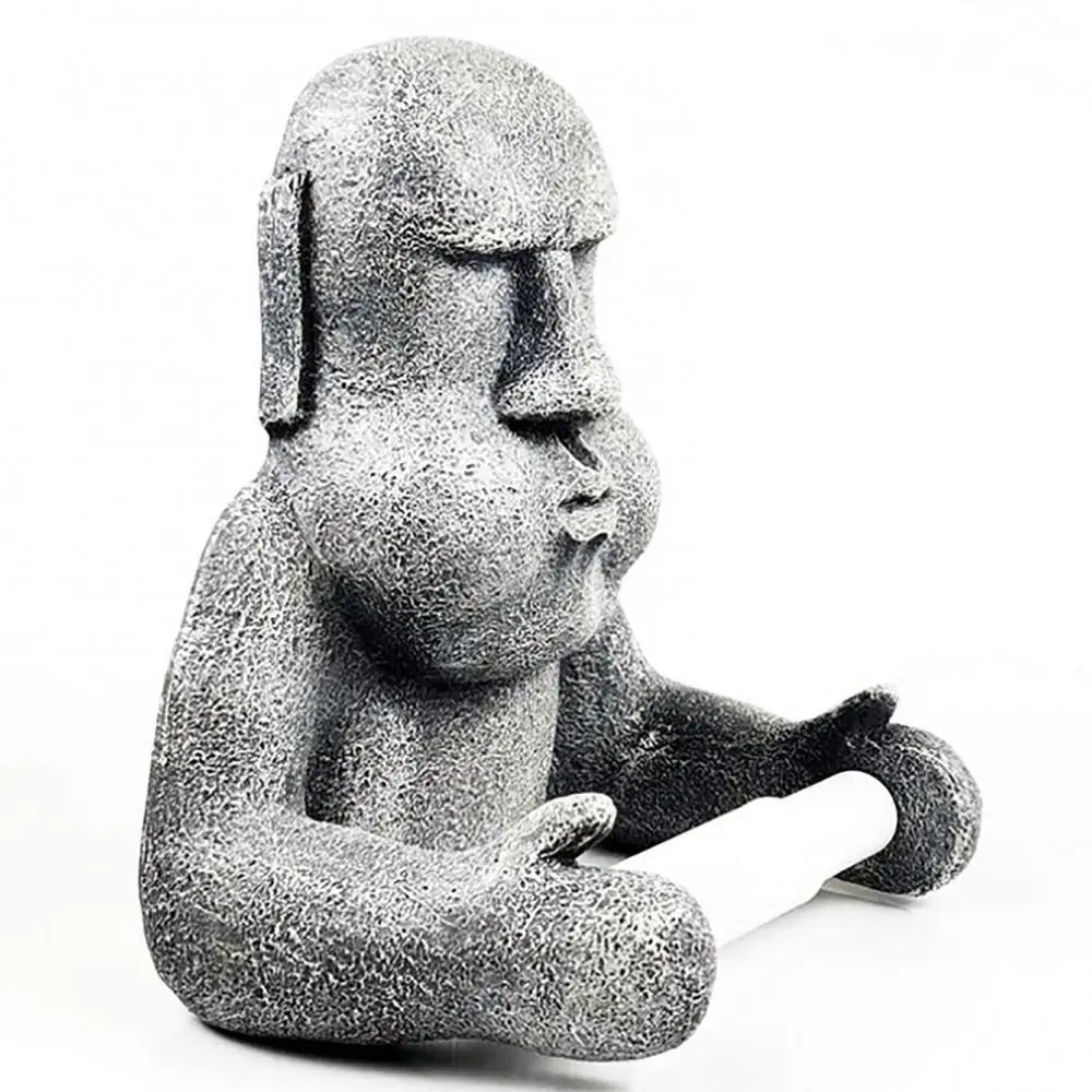 Wall Mounted Durable Roll for Bathroom Storage Holder Tissue Easter Island Moai Design Toilet Paper Rack Supplies