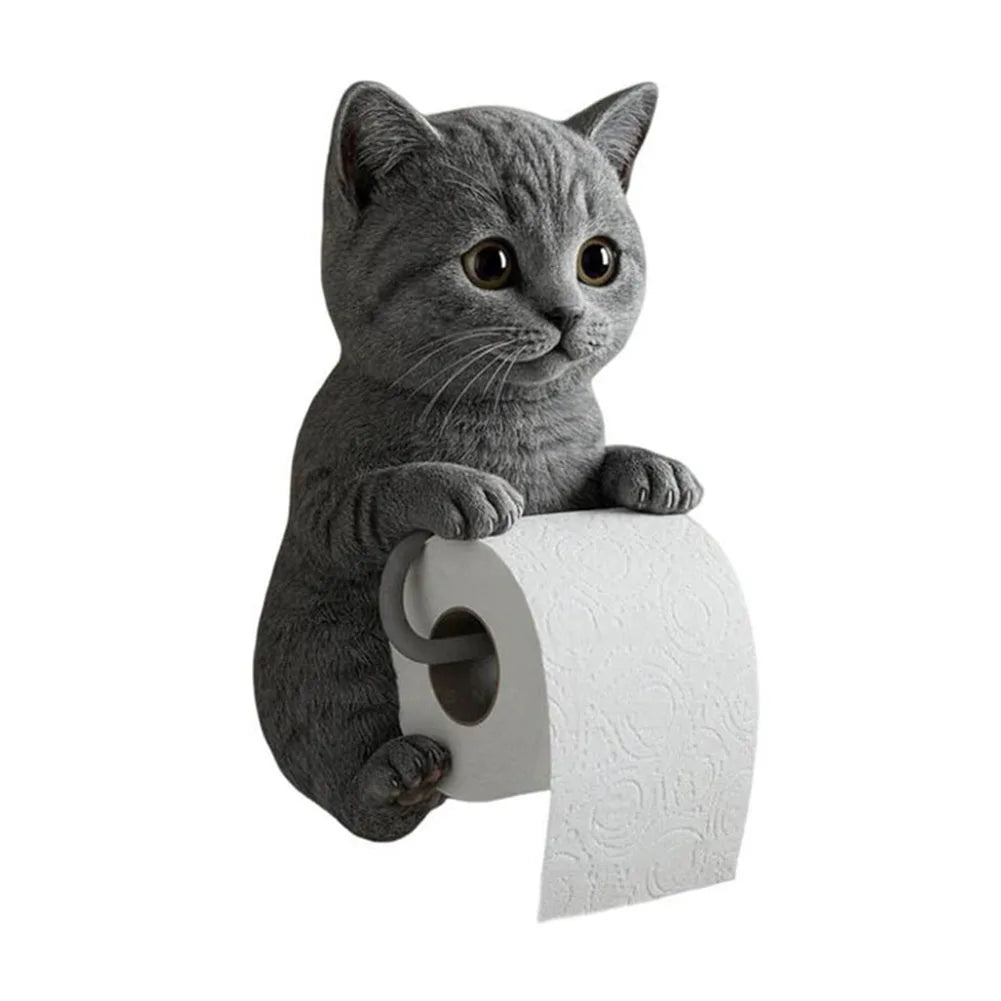 Wall Mount Toilet Paper Roll Holder Cat Paper Roll Holder Animal Paper Towel Holder for Bathroom Kitchen Small Spaces Farmhouse
