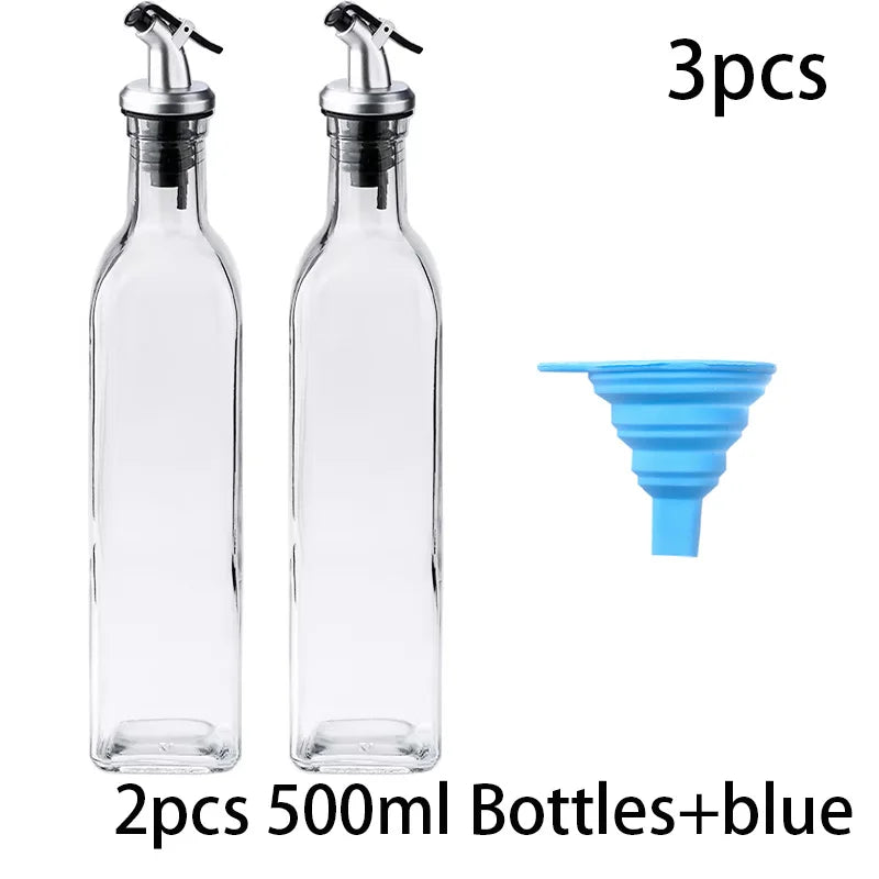 FAIS DU Glass Oil Bottle Olive Oil Dispenser for Kitchen with Silicone Funne Kitchen Seasoning Sauce Vinegar Bottle Kitchen Tool
