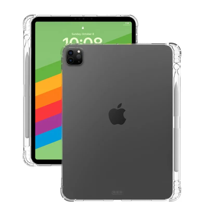 Transparent TPU Case For iPad Pro 13 inch 2024 A2925 M4 Silicon Soft With Pencil Holder Cover for ipad case iPad Pro 11 11"funda