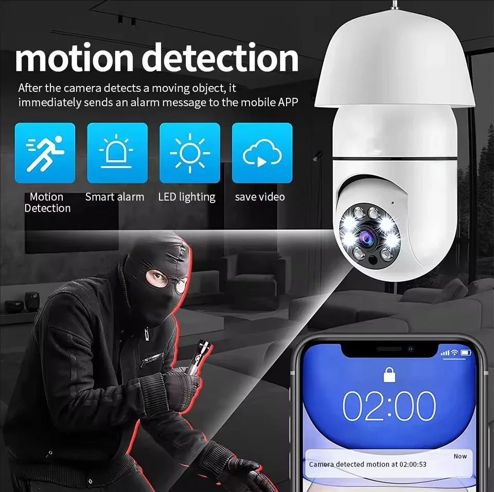 Bulb E27 Surveillance Camera Full Color Night Vision Automatic Human Tracking Zoom Indoor Security Monitor Wifi Miini IP Camera