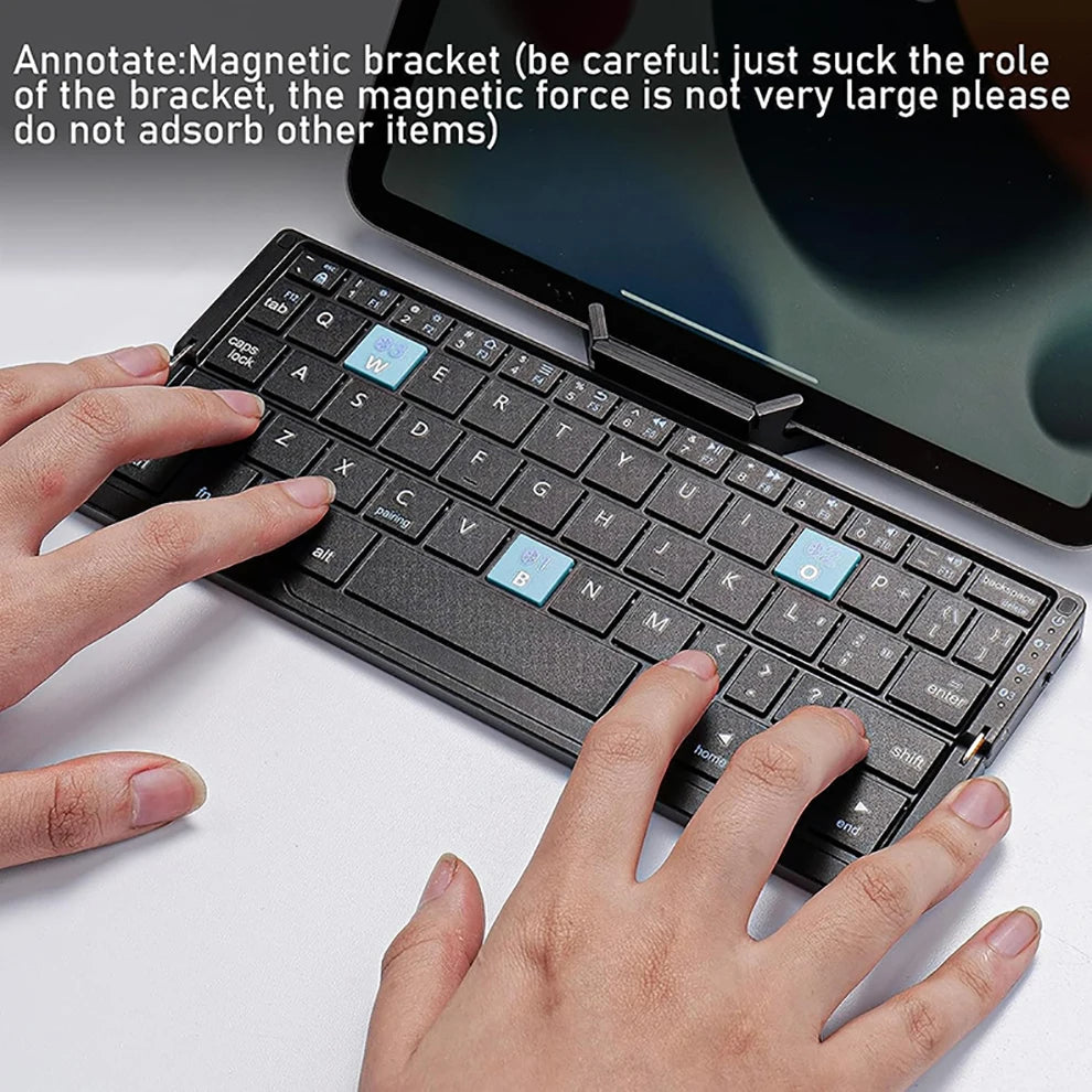 JOMAA Pocket Folding Bluetooth Mobile Phone Keyboard Wireless Keyboard Foldable Wireless Keyboard with for iPad iPhone Android