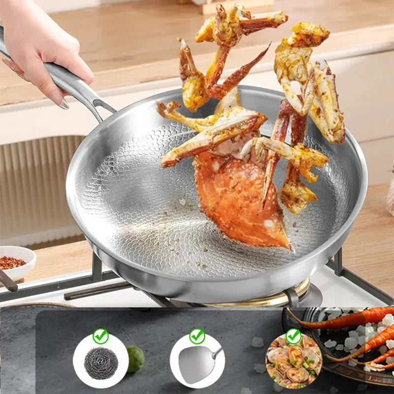 26/28/30cm German Pure Titanium Frying Pan Non-stick Frying Pan Uncoated Fish Scale Hammer Pattern Titanium Alloy Cookware