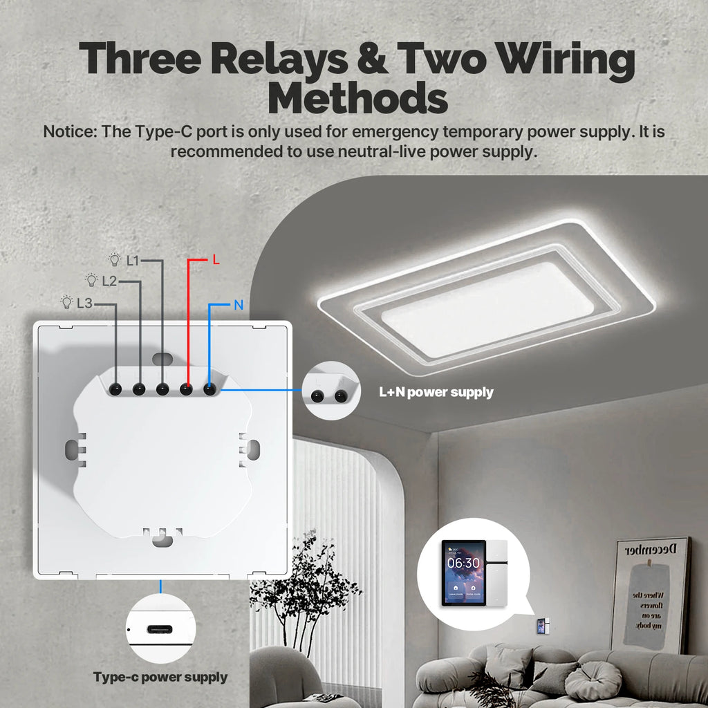 MOES Tuya WiFi Smart Control Panel 3.5" Touch Screen, 3 Relays & Buttons, IR Remote, Bluetooth Sigmesh Hub, Home Automation