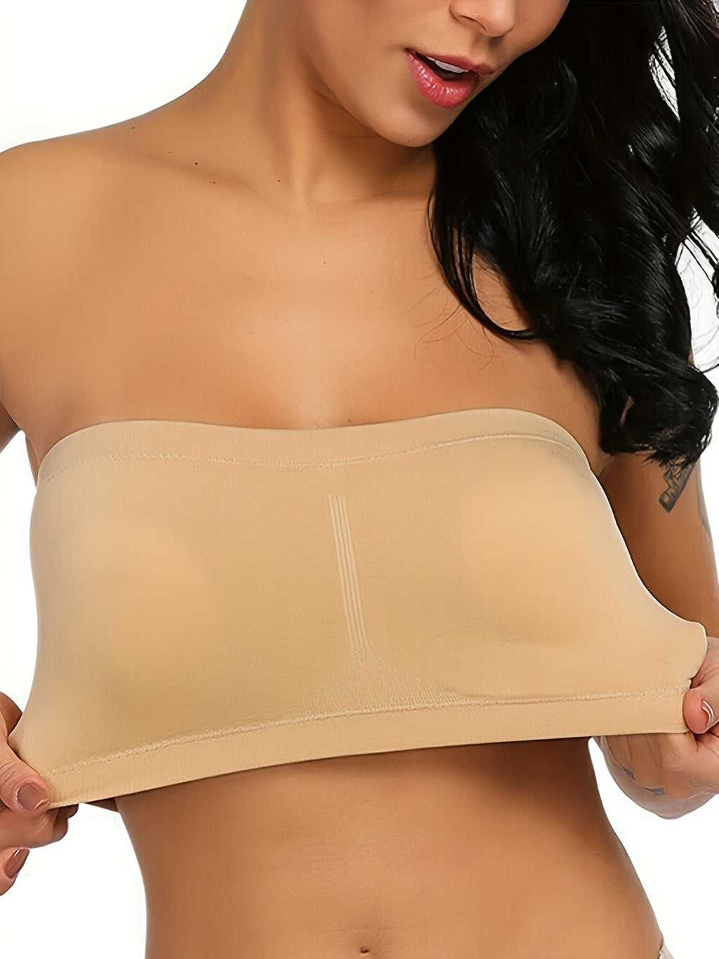 Plus-size Double-layer Anti-slip Underwire Bra with Padded Cups, No-wire Design, and One-piece Style