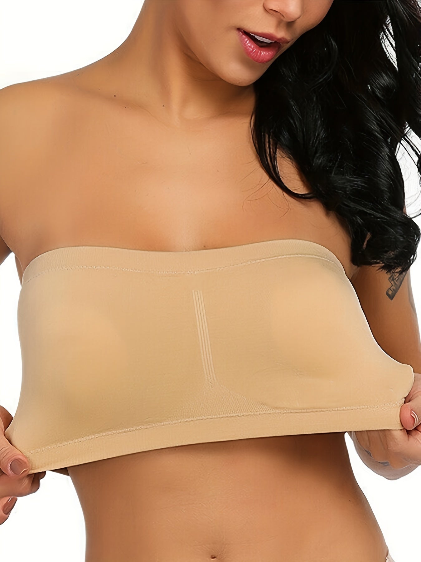 Plus-size Double-layer Anti-slip Underwire Bra with Padded Cups, No-wire Design, and One-piece Style