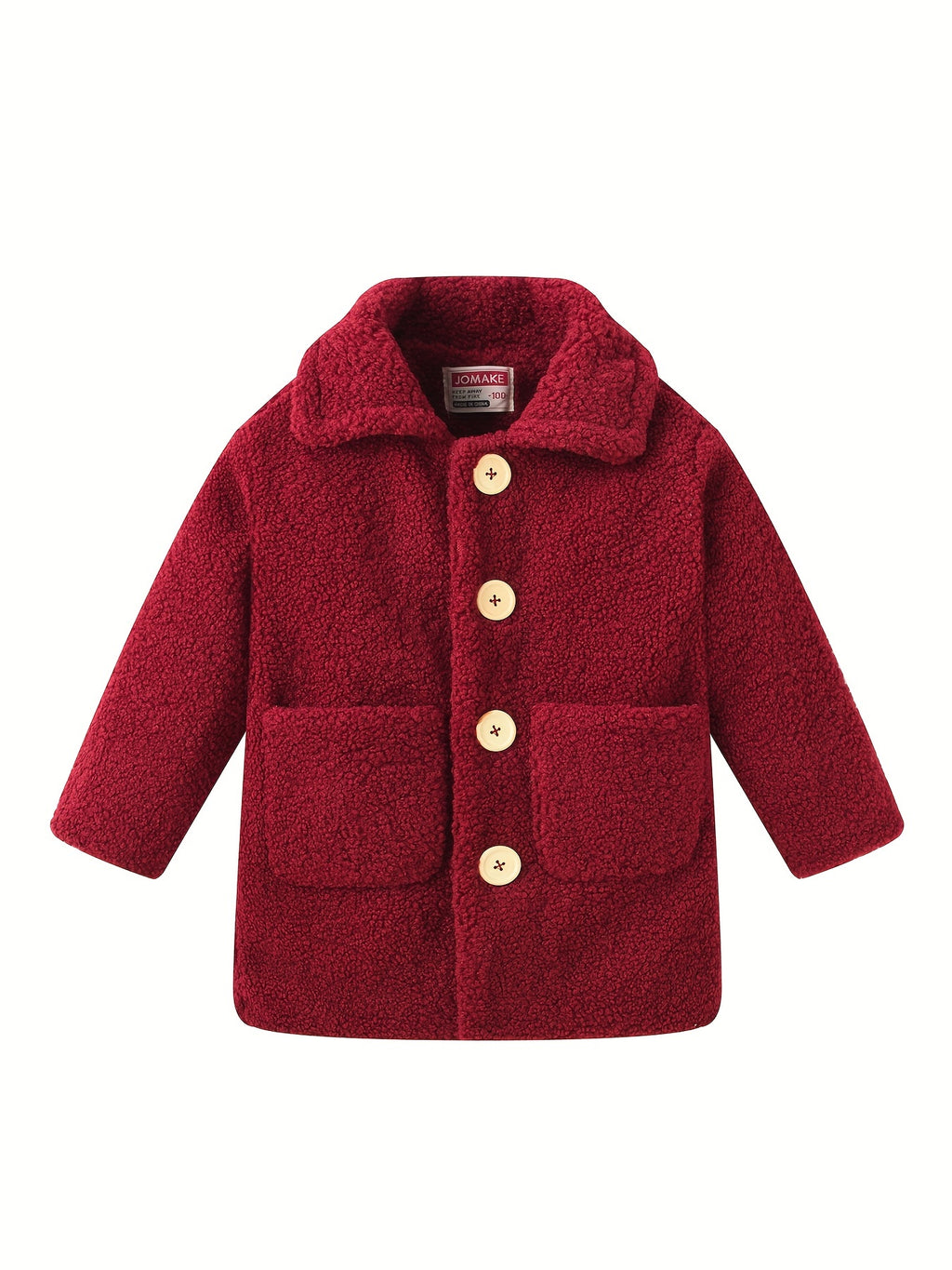 [Lamb Fur Jacket] Girls' Lamb Fur Jacket | JOMAKE Korean-Style Lapel Collar, Two-Tone, Warm Windbreaker with Pockets, Lining, Button Closure, Long Sleeves for Winter
