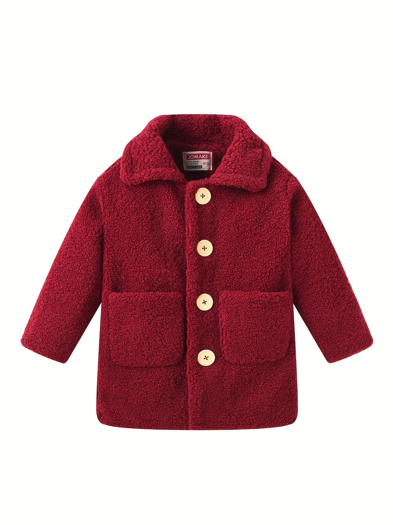[Lamb Fur Jacket] Girls' Lamb Fur Jacket | JOMAKE Korean-Style Lapel Collar, Two-Tone, Warm Windbreaker with Pockets, Lining, Button Closure, Long Sleeves for Winter