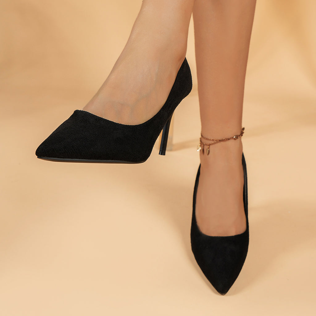 Women's Pointed Toe High Heels - Sexy Black Slip On Stiletto Court Pumps - Versatile Dress Heels - For Women - Suitable for Parties, Weddings & Night Out - Perfect Gift for Fashionistas