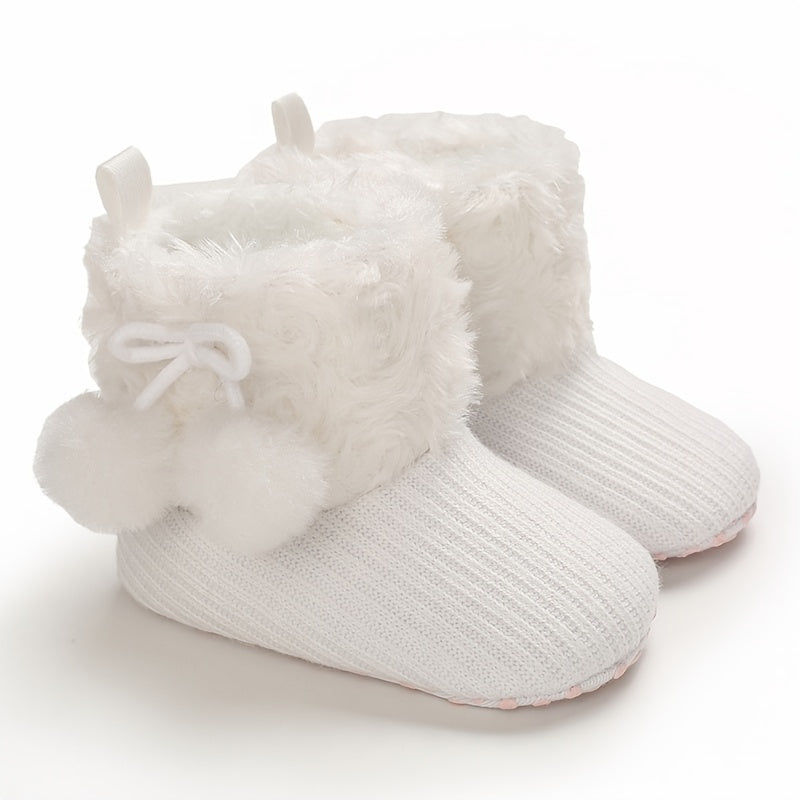 Newborn Baby Socks and Shoes for Girls, First Steps Soft Non-Slip Warm Infant Shoes