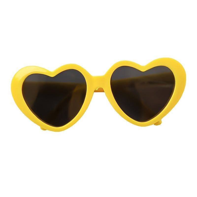 Pet Fashion Glasses for Dogs & Cats - Heart-Shaped Glasses with Yellow Lenses, Soft Fabric & Adjustable Strap, Cute Animal Costume Accessories for All Breeds, Dog Fashion Glasses, Playful Pet Accessory, Comfor