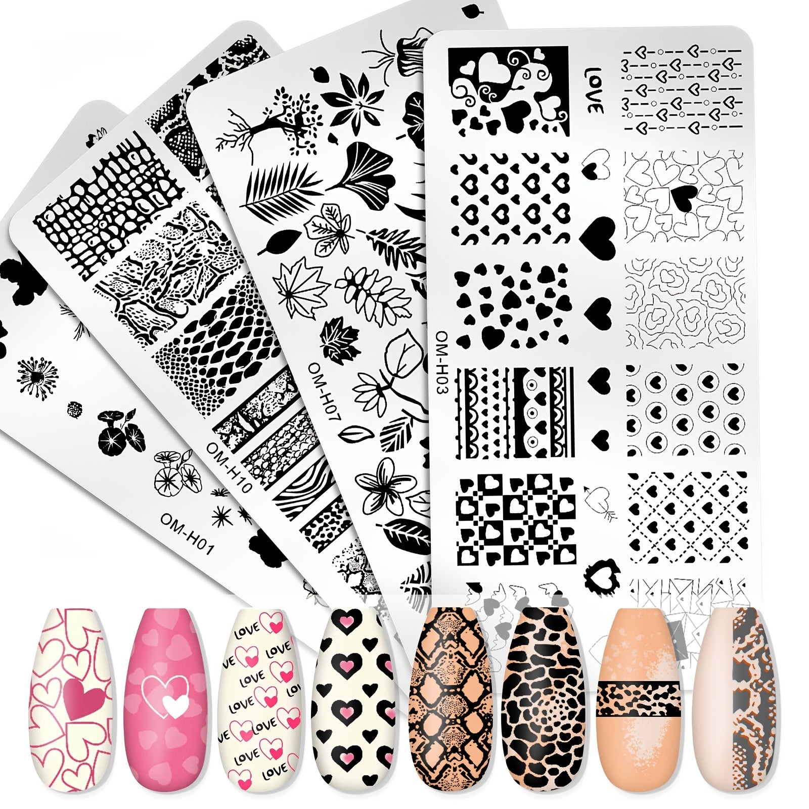 Professional Nail Transfer Tool with Nail Enhancement Templates - Odorless DIY Manicure & Pedicure System for Salon & Use, Temporary/Permanent Nail Stamping Press Plate