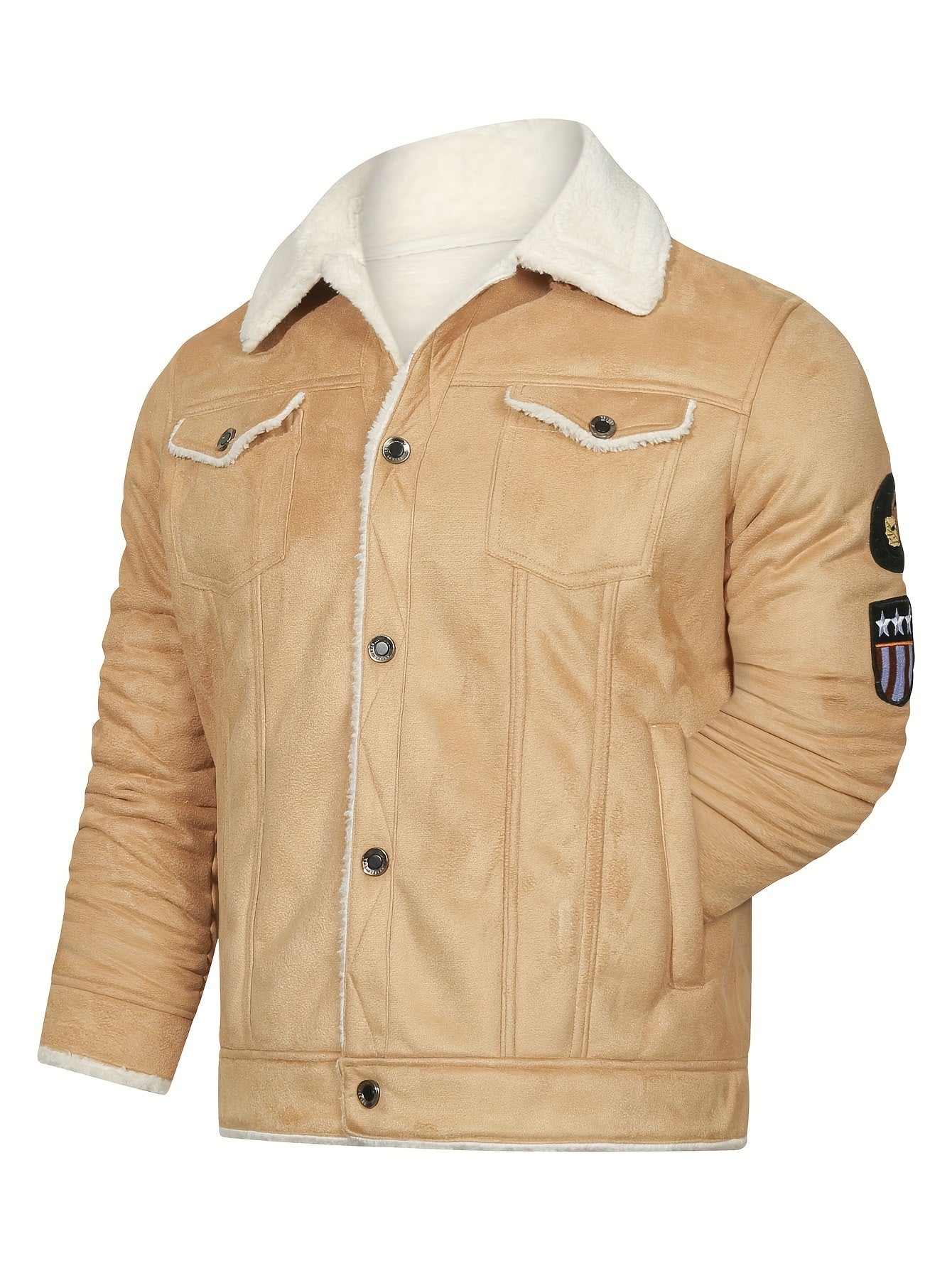H01 Faux Fur Coat Composite Plush Thickened Warm Men's Jacket