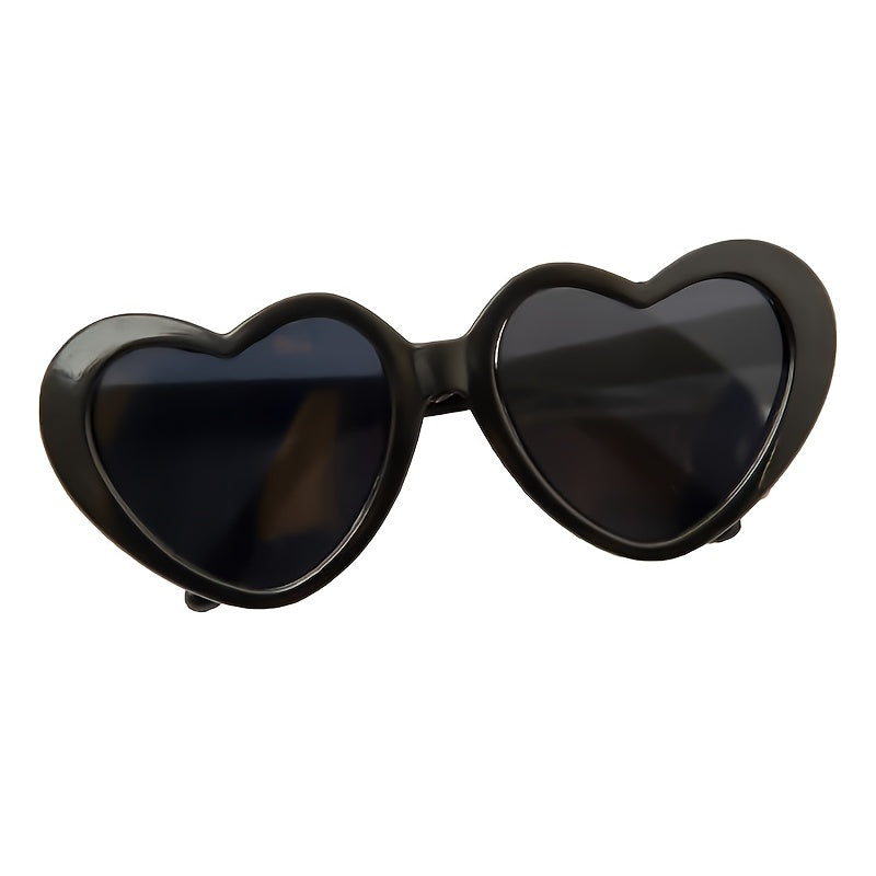 Pet Fashion Glasses for Dogs & Cats - Heart-Shaped Glasses with Yellow Lenses, Soft Fabric & Adjustable Strap, Cute Animal Costume Accessories for All Breeds, Dog Fashion Glasses, Playful Pet Accessory, Comfor