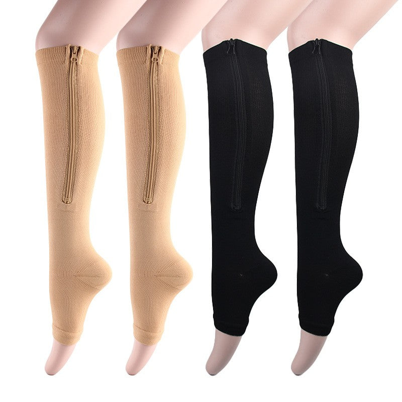 Toeless Compression Socks With Side Zipper For All Day Wear, Sports Socks